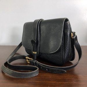 Vintage Dooney and Bourke Black Equestrian Shoulder Bag All Weather Leather